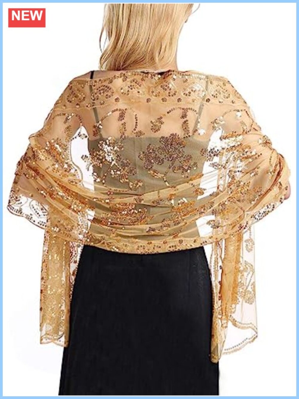 Sequin Lace Shawl Wrap Evening Scarf Wedding Cover Up